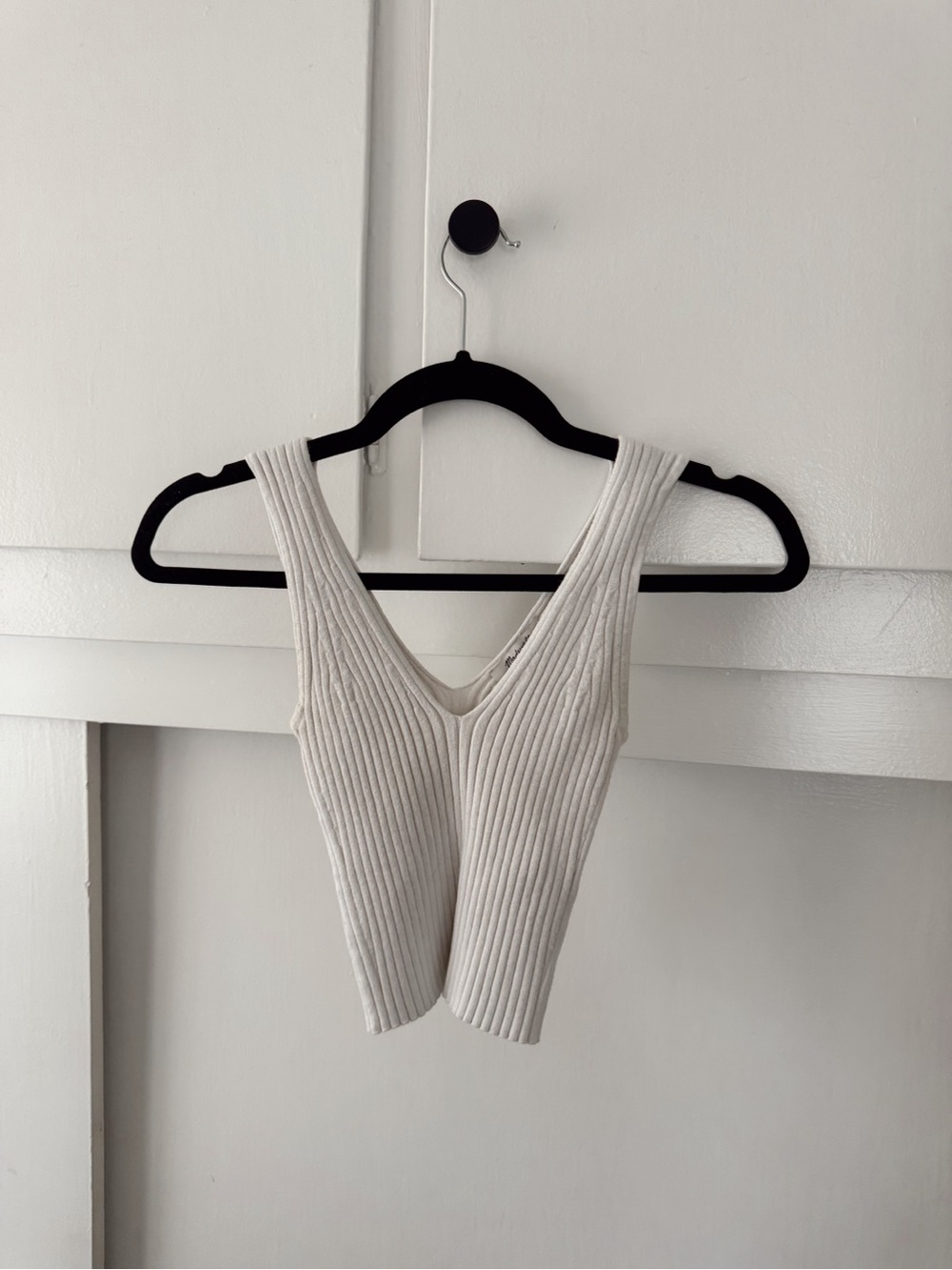 Madewell Ribbed V‑Neck Sweater Knit Tank Top - Cream - Picture 1 of 3